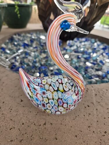 Vtg Murano Italy Millifiori Stretch Venetian Glass Bird Duck 5 Inch - Picture 3 of 5