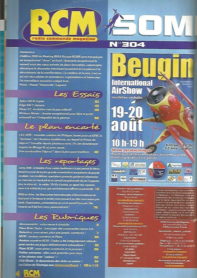 RCM N°304 PLAN : I.A.I KFIR / APLUS 300 E-COPTER / EDGE 540 T JAMARA / HIMAX - Image 2 of 2