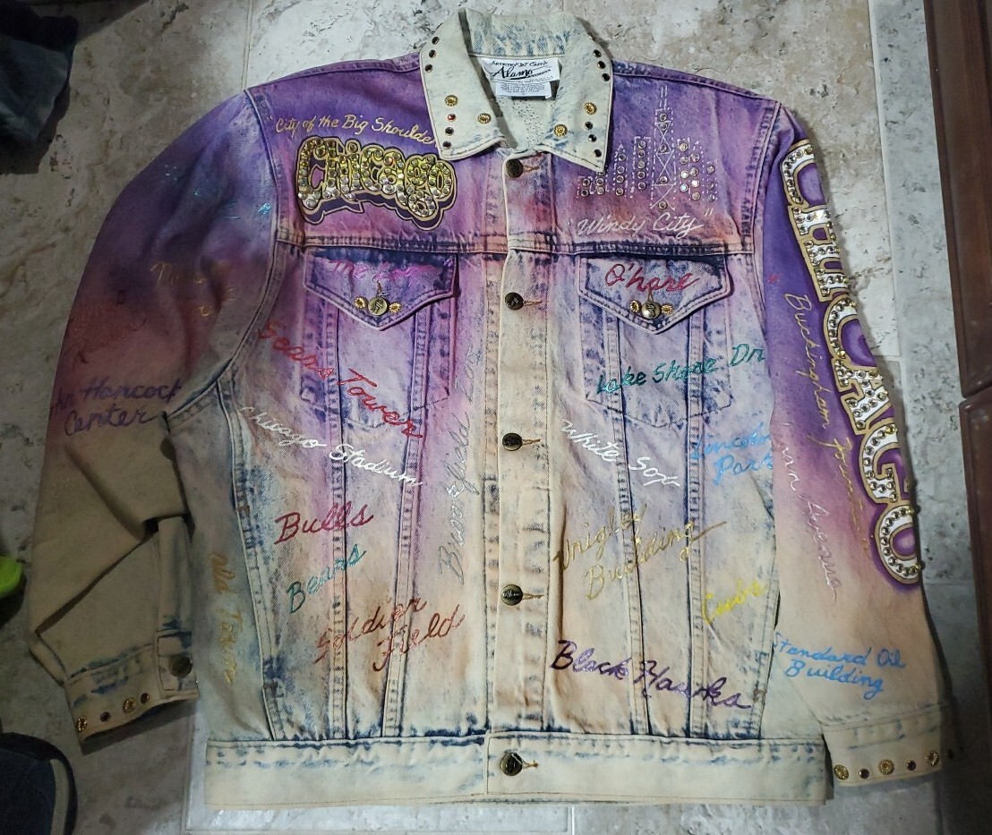 RARE 1987 TONY ALAMO DESIGNS CHICAGO CITY ARTWORK DENIM RARE 1987 TONY ALAMO DESIGNS CHICAGO CITY ARTWORK DENIM