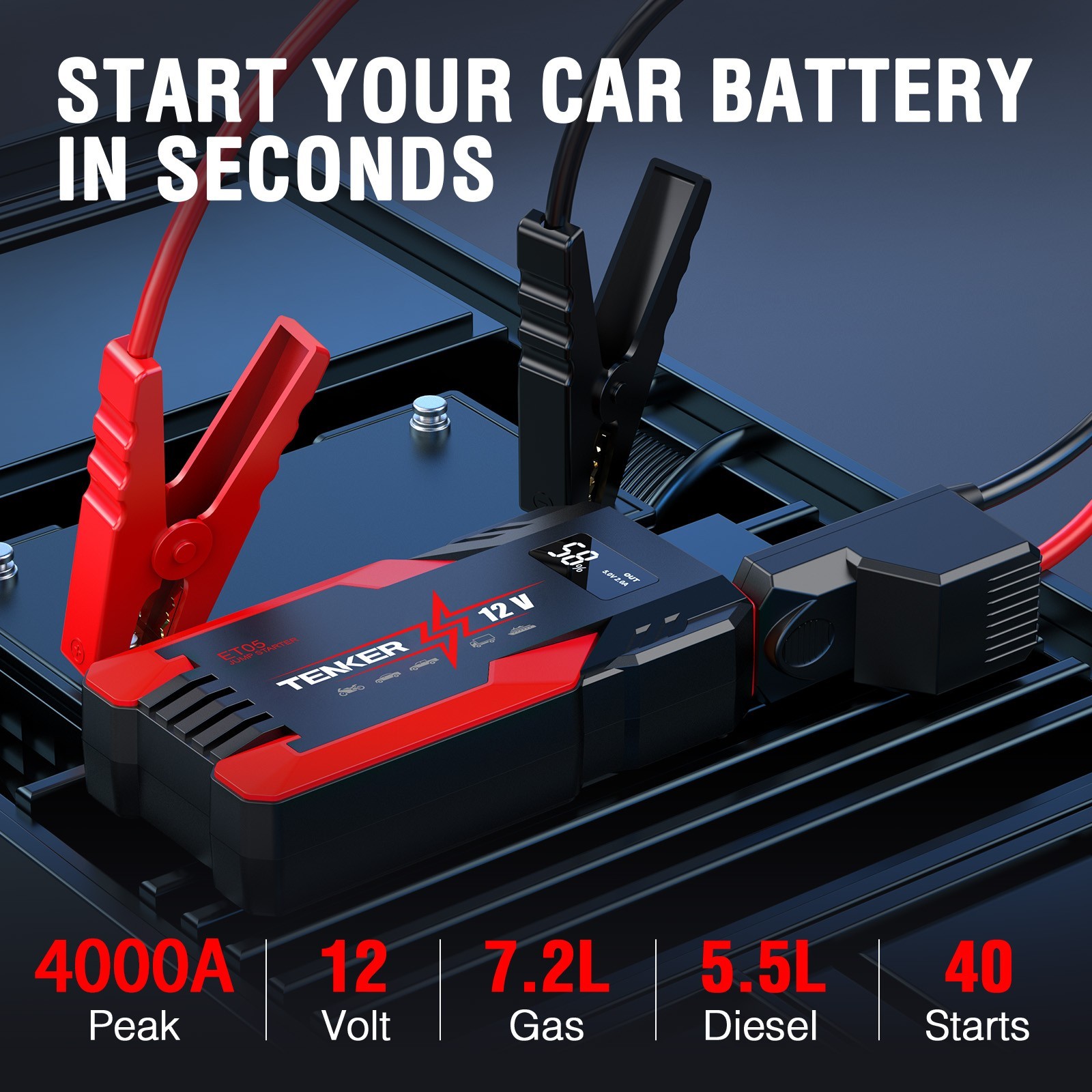 Portable Car Jump Starter 8000mAh Peak Battery Charger 12V Auto Battery Power US