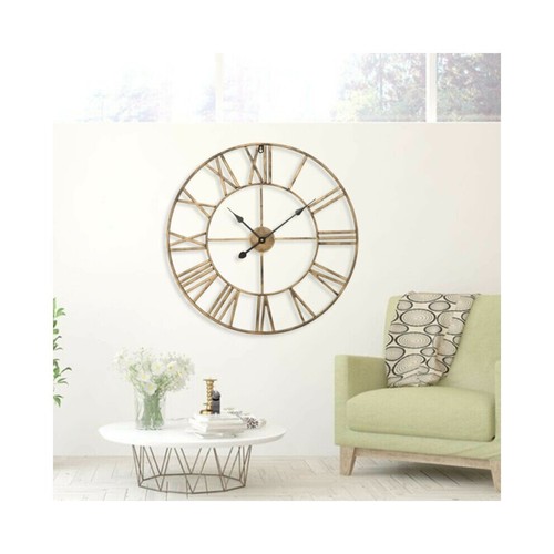 60CM Large Skeleton Metal Roman Wall Clock Big Numerals Giant Open Round Face UK - Picture 3 of 6