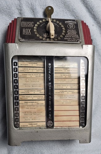 Vintage Buckley music box Jukebox w/ Key - Parts & Repair
