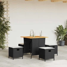 Garden Dining Set Black, Cream White