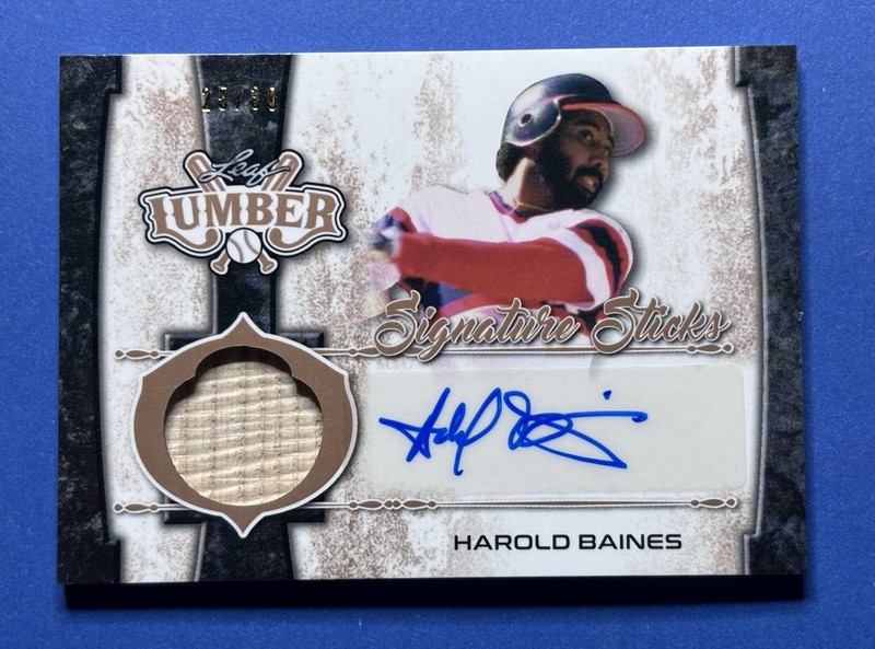 2021 LEAF LUMBER SIGNATURE STICKS GAME USED BAT & AUTO #SS-HB1 HAROLD BAINES /30