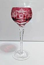 VTG. NACHTMANN Traube Cut to Clear Crystal Cranberry Hock Wine Glass, 8 1/4"
