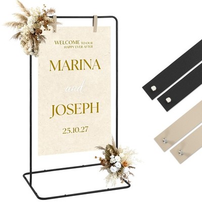 Adjustable Wedding Welcome Sign Stand - 50'' or 68'' Metal Sign Holder w/ 4 Straps