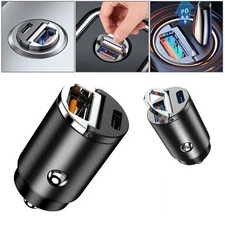 Mini Dual USB Type-C PD Car Phone Charger Fast Charge Adapter Accessories US