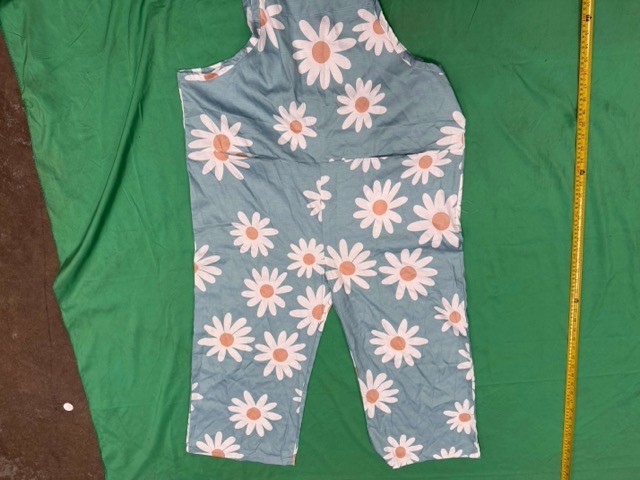 Women’s Blue Floral Daisy Print Dungarees M/L | Adjustable Tie Straps image 6