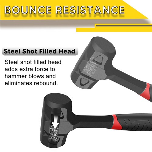 2LB Dead Blow Hammer-Heavy Duty -Piece Forged Carbon Steel Construction, Rubb... - Picture 3 of 8