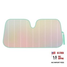 Front Windshield Sunshade-Accordion Folding Shade-Blocks Iridescent Matte White