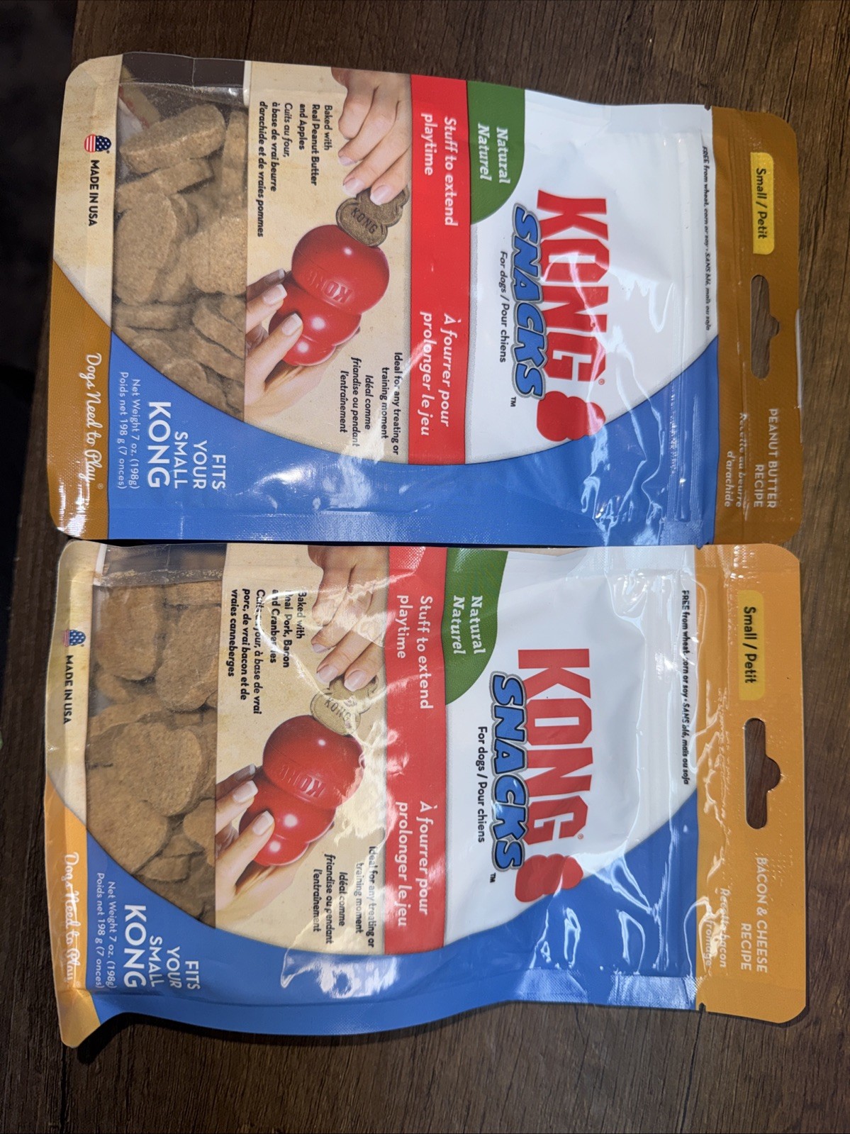 Kong Dog Treats, Bacon & Cheese and Peanut Butter, 7oz each, 2-Pack
