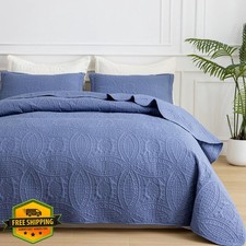 SheRest Twin Grayish Blue Quilt Bedding Set