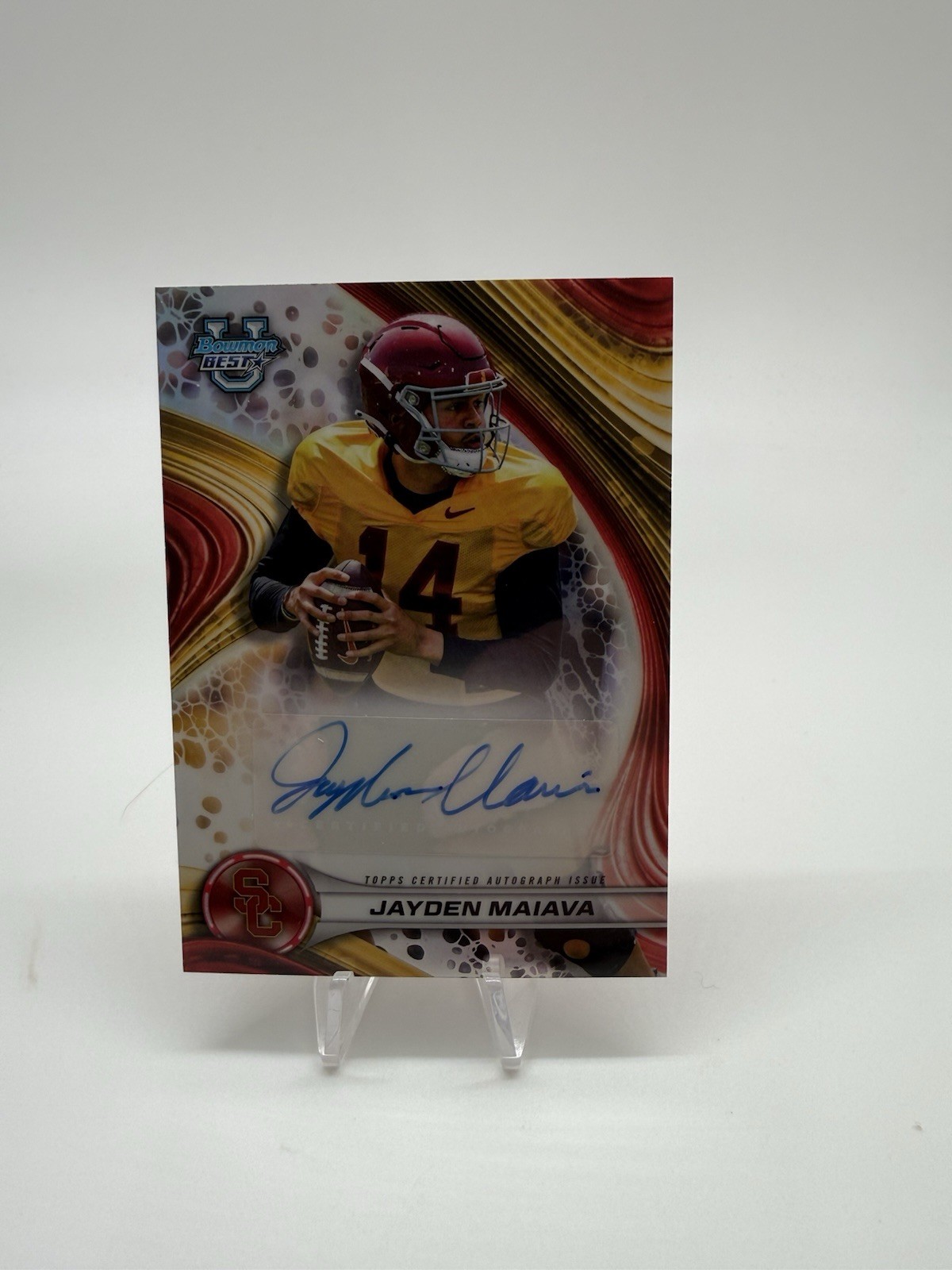 Jayden Maiava 2024 Bowman U Best Prospect Refractor Rookie Auto RC USC QB