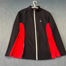 Spyder Boy's Jacket Size L 14/16 Black Red Constant Full Zip Long Sleeve Skiing