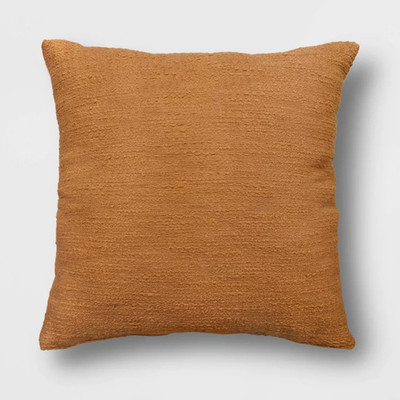 Threshold 24'' Oversized Square Cotton Boucle Throw Pillow w/ Linen - Caramel NWT