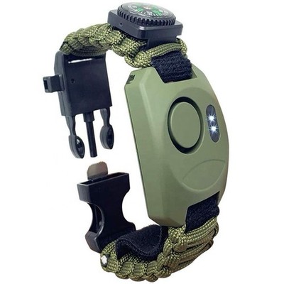 8-in-1 Survival Watch Personal Alarm With LED Flashlight, Fire Starter, Whistle