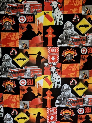Springs Creative "Call 911" Firefighter Dalmation Fabric Cotton 3 Yds X 44" OOP - Picture 1 of 2