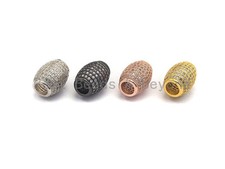 CZ Micro Pave Large Hole Drum Barrel Spacer Beads for Bracelet/Necklace, Cubic