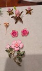 Vintage lot Hand Painted Metal flower brooch/Earrings new listing — photo 3