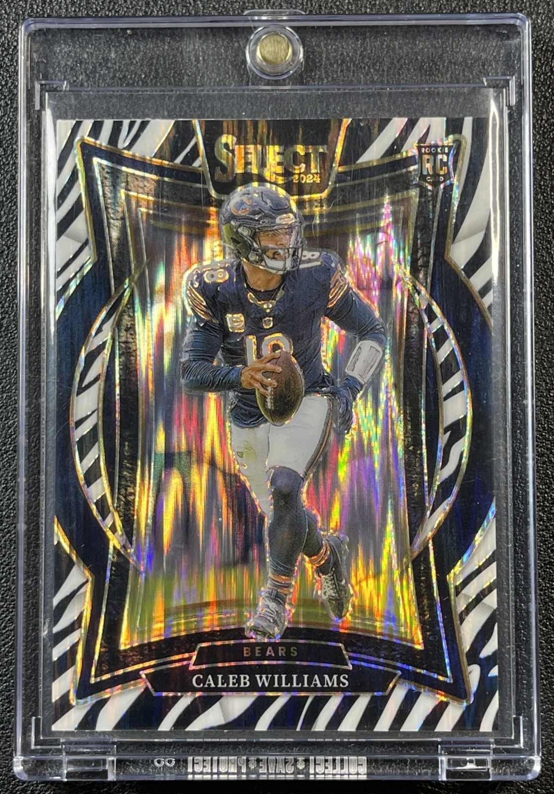 CALEB WILLIAMS 2024 PANINI SELECT #25 CONCOURSE ROOKIE ZEBRA PRIZM SHOCK RC SP