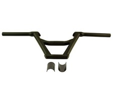 BMX Freestyle Handlebar 22.2mm 28” 7.5” Rise Black + 22.2-25.4mm Converter Shim.