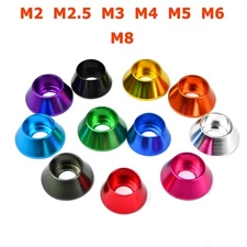 M2 M2.5 M3 M4 M5 M6 M8 Colours Anodised Aluminium Load Spreading Cone Washers 