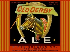 Old Derby Ale of RIPON,, Wisconsin New Metal Sign: 12x16 Ships Free