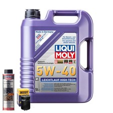 Motoröl 5W40 LIQUI MOLY Leichtlauf High Tech 5L+HENGST Ölfilter +Spülung