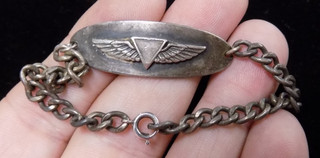 WWII STERLING BRACELET WITH AVIATION WING GARY INDIANA