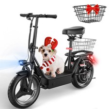 14" Adults Electric Scooter with Seat 1000W 45 Miles Foldable E-Scooter for Pets