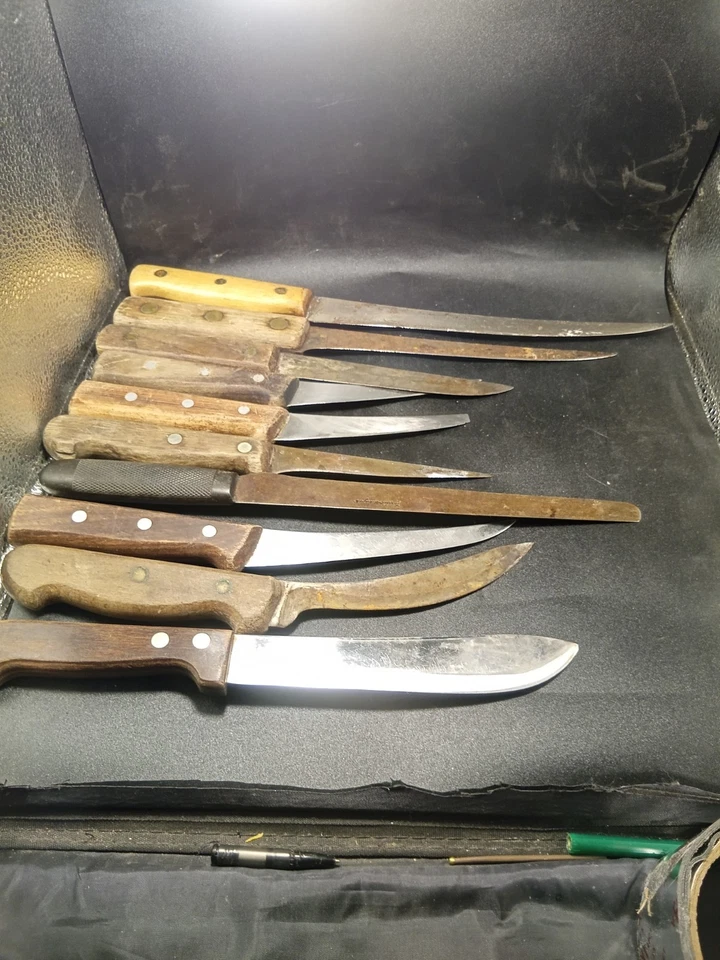 Cuchillos de carnicero vintage, lote de 10 nogal americano antiguo++ otros Foto 2 de 4