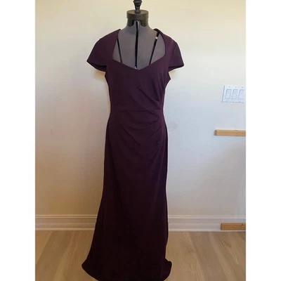 Xscape Women's Cap Sleeve Stretch Scuba Crepe Gown with Cascade Ruffle Back sz14 - image 1 of 4