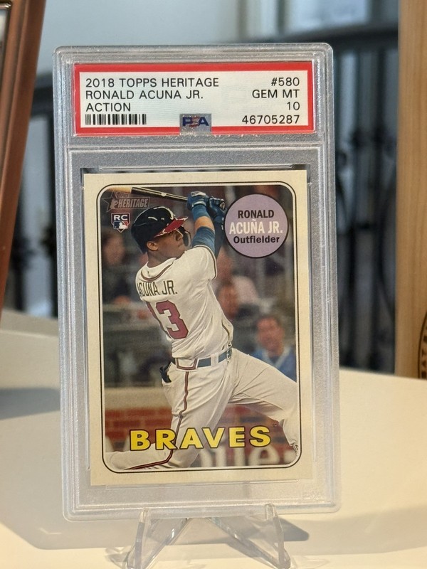 Topps 2018 Heritage Ronald Acuna Jr RC Action Variation #580 PSA 10