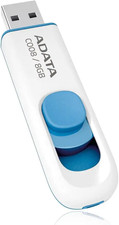 8GB Retractable USB 2.0 Flash Drive, White/Blue, Compact and Portable with Lifet