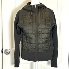Old Navy Hoodie Womens Small Active Dynamic Fleece Hybrid Quilted Full Zip Green