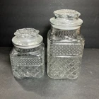 Vintage Anchor Hocking Wexford Canister/Jar Clear Glass Sealing Lid Pair