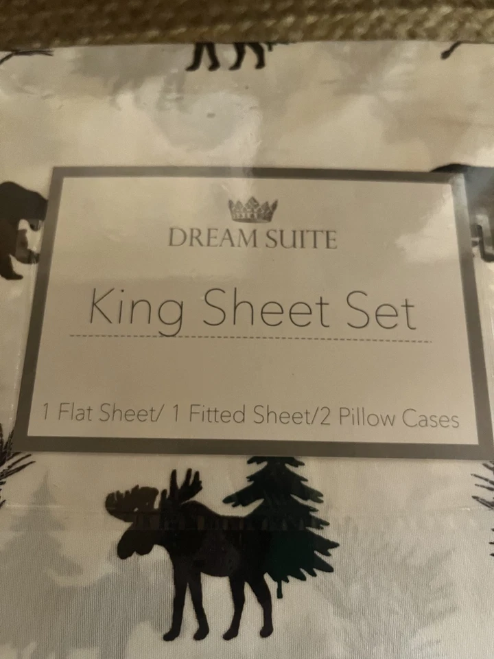 Juego de sábanas Dream Suite King Woodland Bear alce piñas cabina poliéster Foto 2 de 4