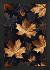 Gold Maple Leaf Framed Wall Art Poster Canvas Print Picture