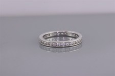 Sterling Silver 3mm Channel Set Cubic Zirconia Eternity Band Ring 925 Sz: 9