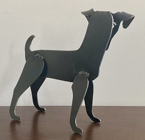 VTG Brutalist Welded Metal Jack Russell Terrier Dog Folk Art Sculpture, Signed. - Picture 5 of 16