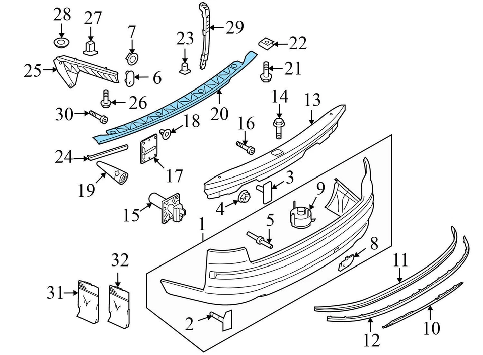 2004-2010 AUDI A8 QUATTRO - Tampa de para-choque traseira acabamento com refletores 4E0807417B - Imagem 3 de 4