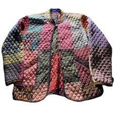 Sacred Threads Patchwork Quilted Jacket Women's S/M Boho Hippie Artsy Color