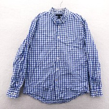 Tommy Hilfiger Button Up Shirt Mens Large Blue White Check Cotton 80's 2 Ply
