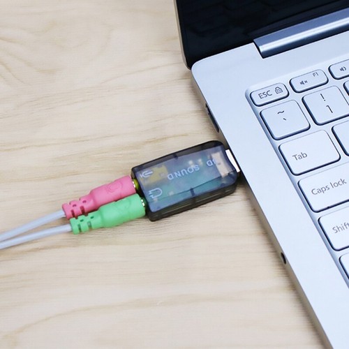 Mini External Usb to 3.5mm Mic Headphone Jack Stereo Headset 3D Sound Card - Picture 2 of 8