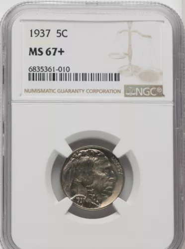 1937 Buffalo Nickel Type 2 5C NGC MS67+