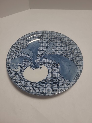 Blue and White Porcelain Plate With a Turnip or Beet Gingham Pattern Unmarked - 第 1/12 張圖片