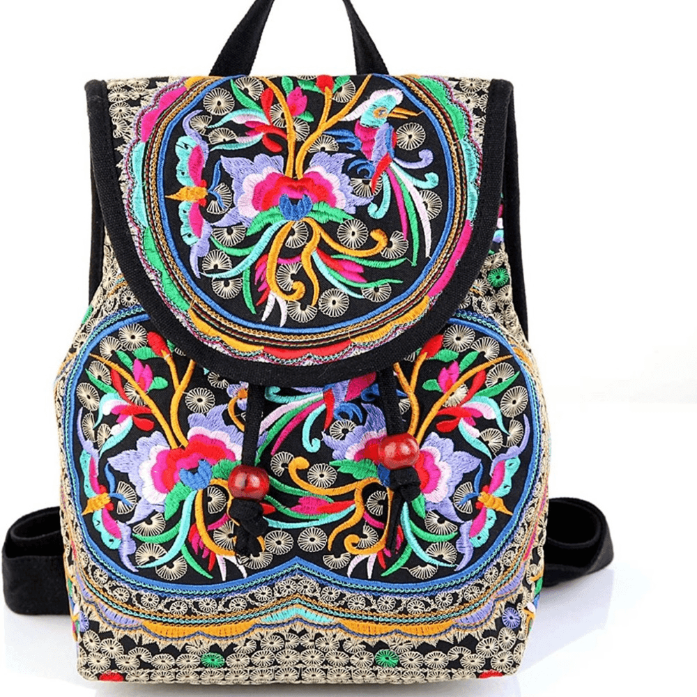 Boho Embroidered Colorful Floral Ethnic Backpack | eBay display picture 1