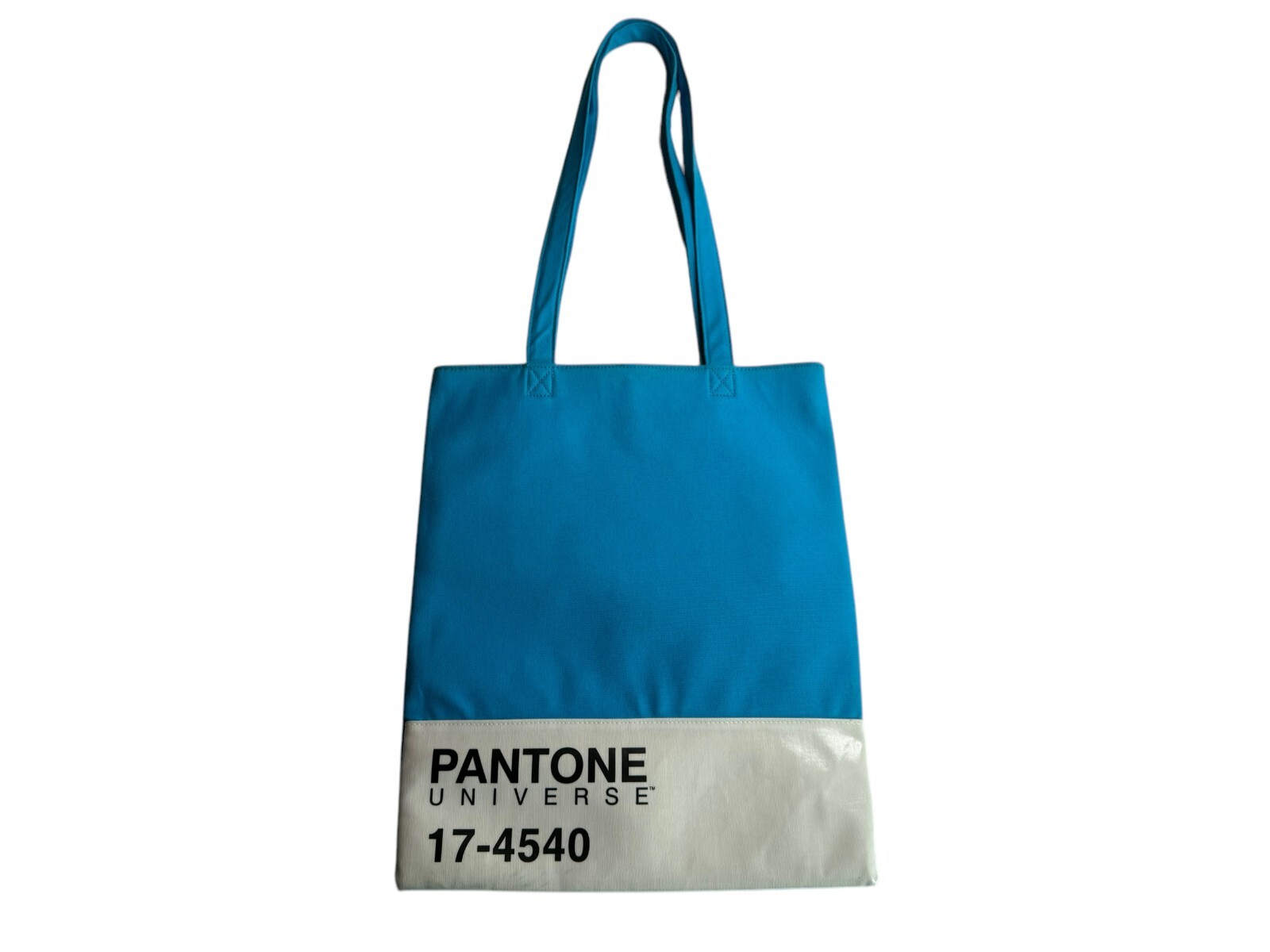 PANATONE UNIVERSE 17-4540 Art Canvas Toe Bag. Large, Long Turquoise Blue White