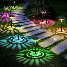 8 Pack Solar Pathway Lights, Multicolor & Warm White LED, IP67 Waterproof, Outdo