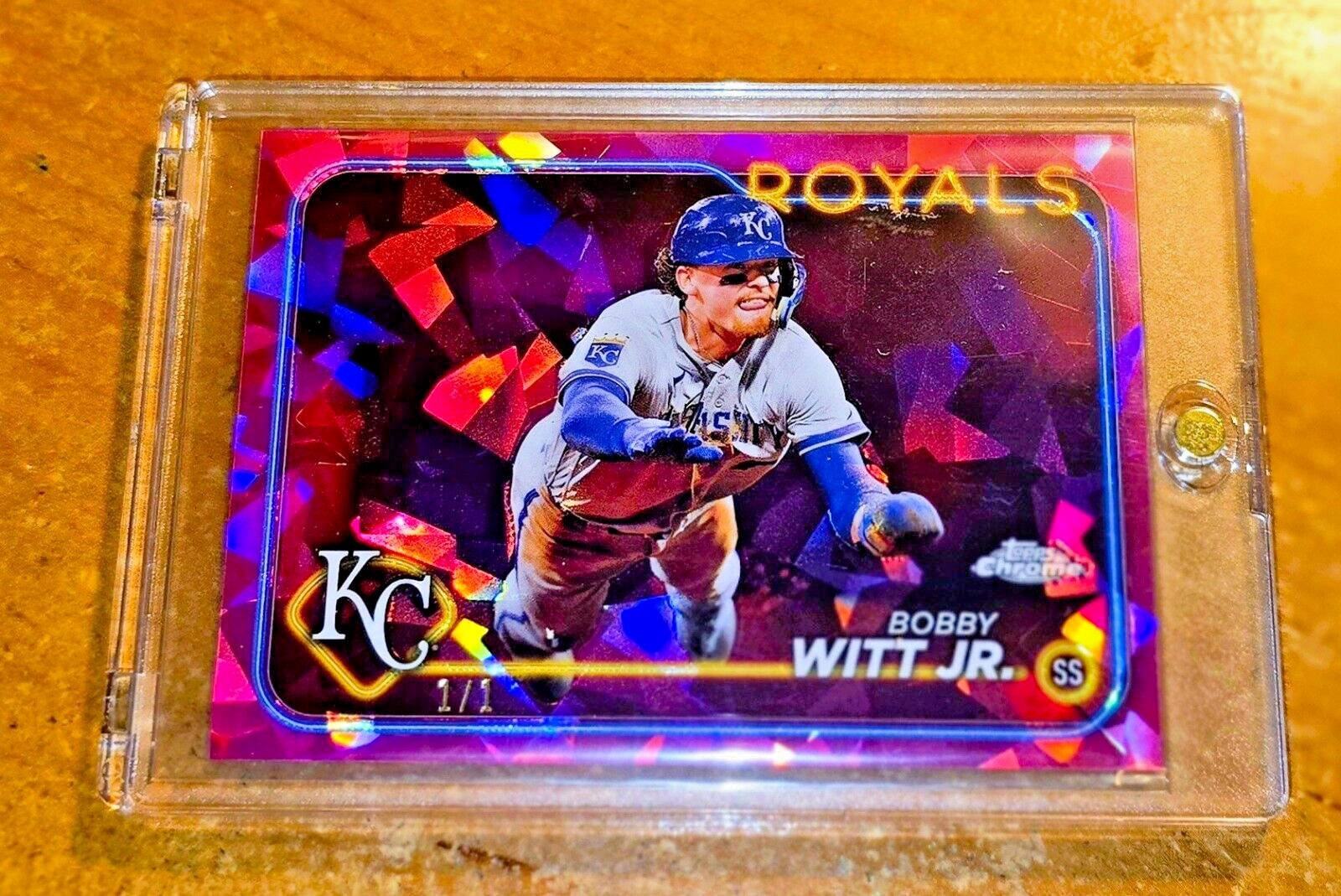 2024 TOPPS CHROME SAPPHIRE BOBBY WITT JR. PINK PADPARADSCHA 1/1 -KC ROYALS